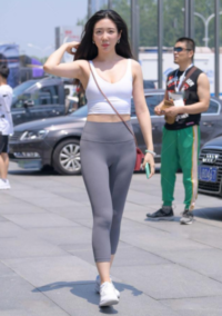 Short top with yoga pants
