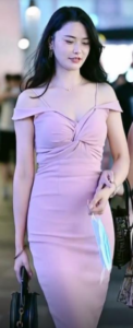 long pink slim dress